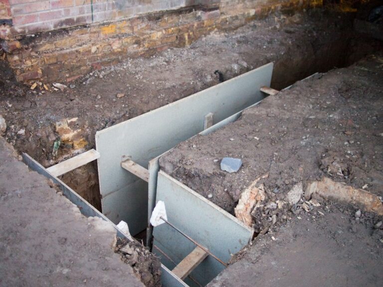 Residential foundation work during a home repair project